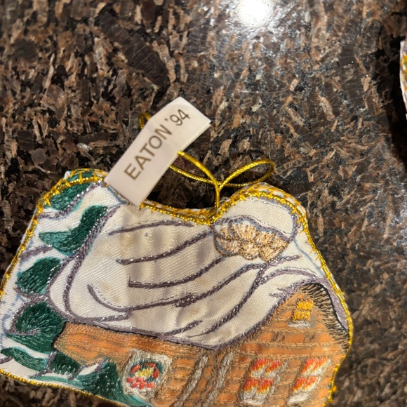 Two Vintage Eaton 94 Log Cabin Christmas Ornament - Picture 3 of 5